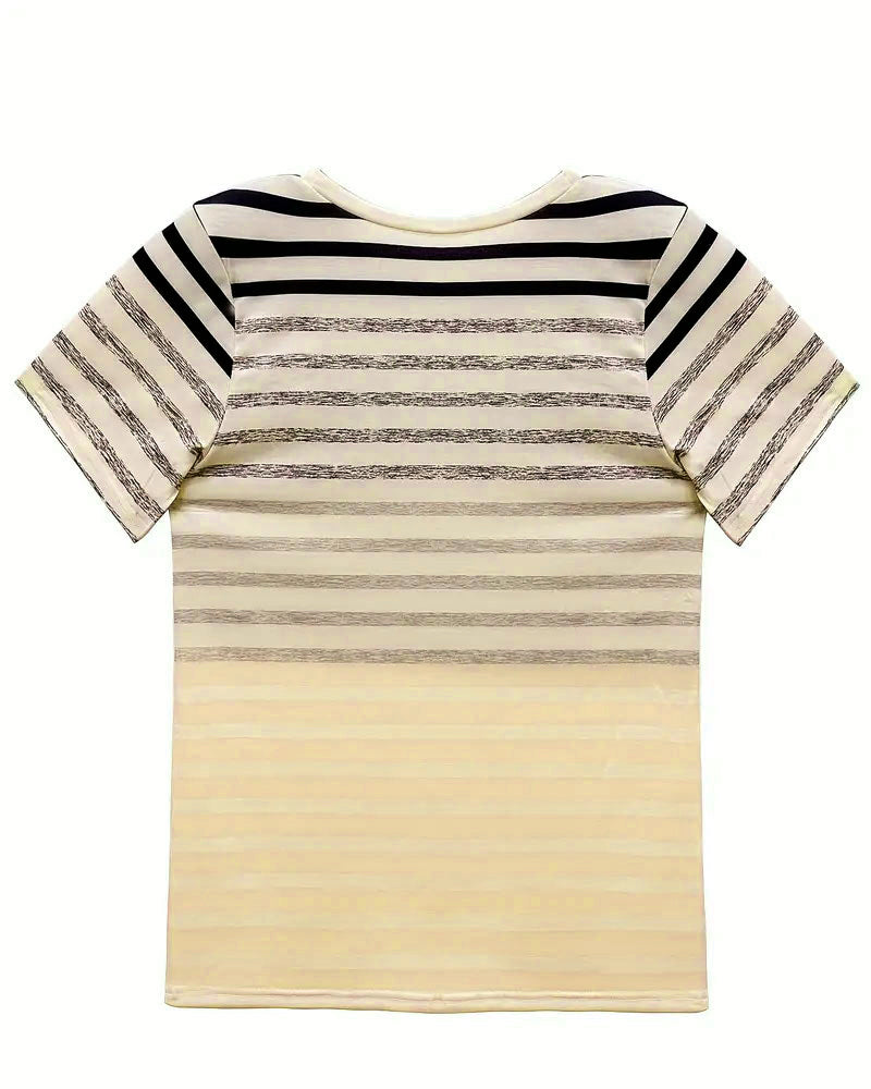 Striped Short Sleeve Round Neck T-Shirt