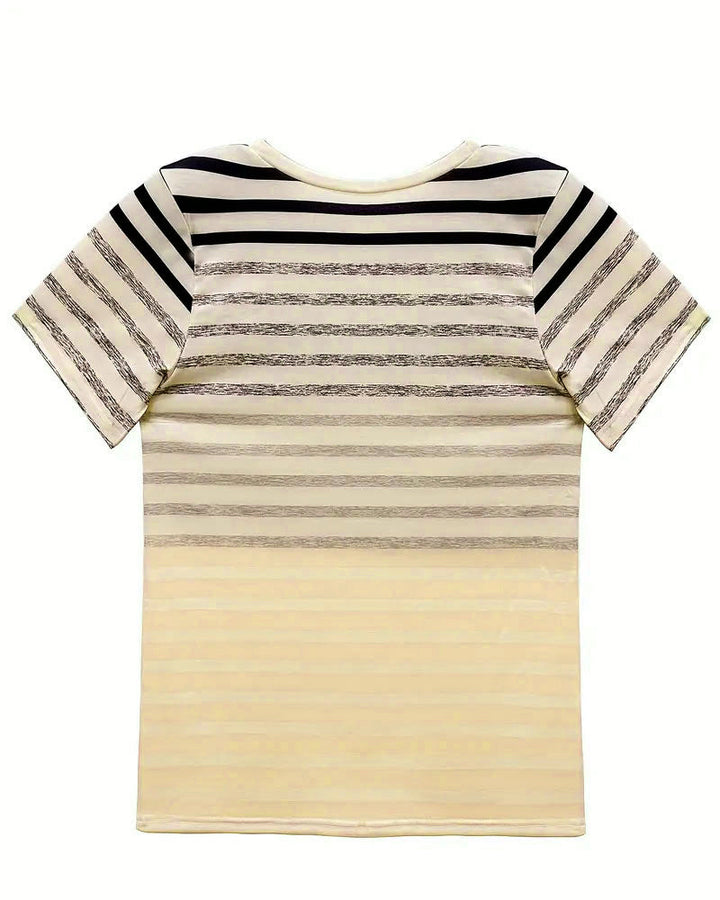 Striped Short Sleeve Round Neck T-Shirt