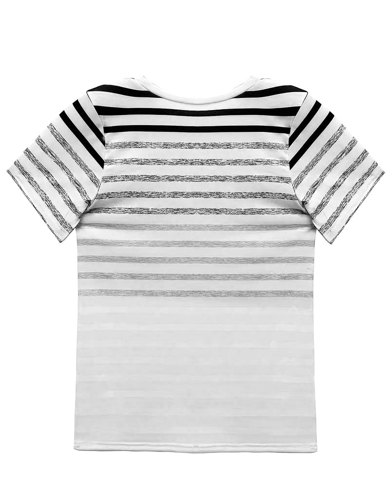 Striped Short Sleeve Round Neck T-Shirt