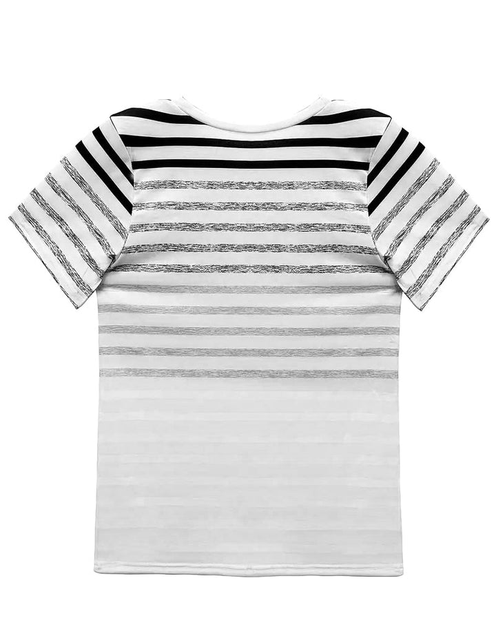 Striped Short Sleeve Round Neck T-Shirt