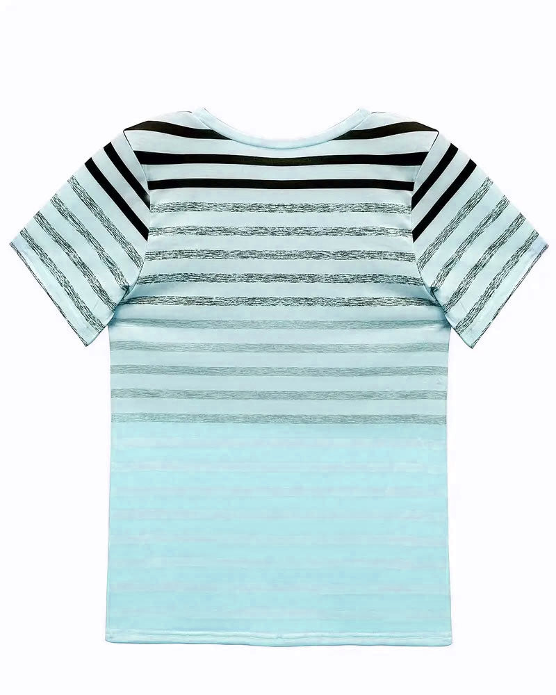 Striped Short Sleeve Round Neck T-Shirt