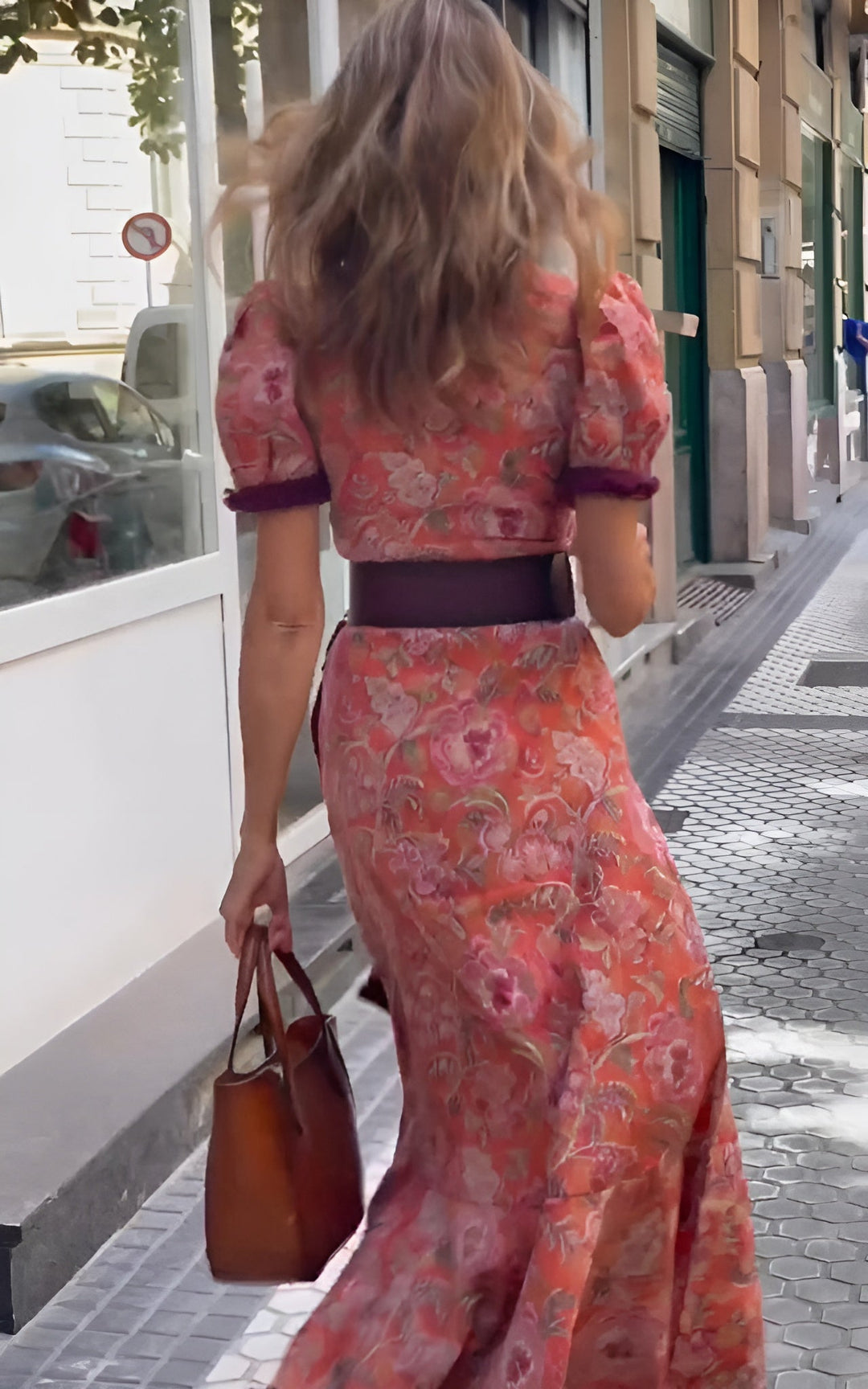 Chic Pink Maxi Dress with Short Sleeves