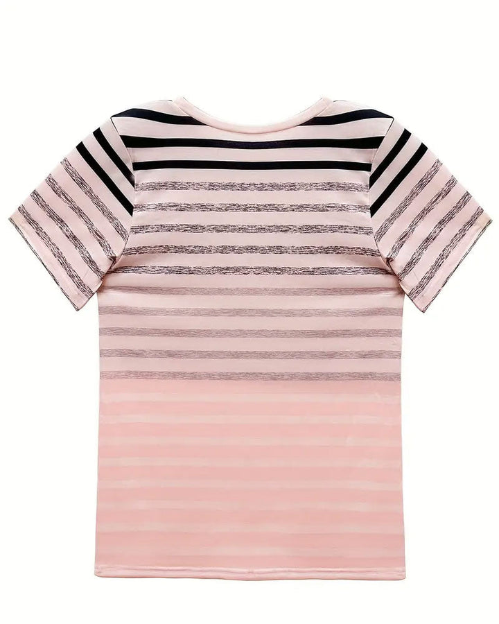 Striped Short Sleeve Round Neck T-Shirt