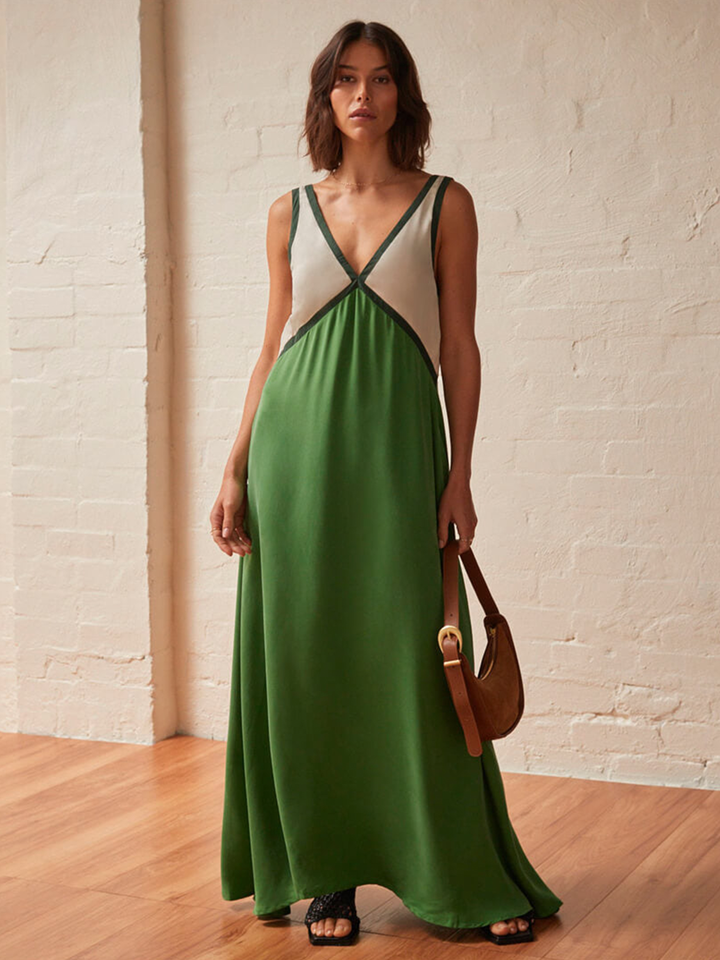 Agate | Midi Dress with V-Neck Suede Effect