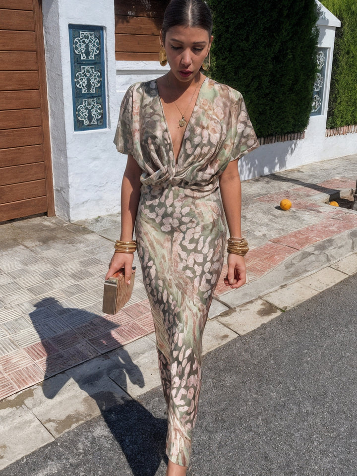 Alina™ | Classic Silk Midi Dress