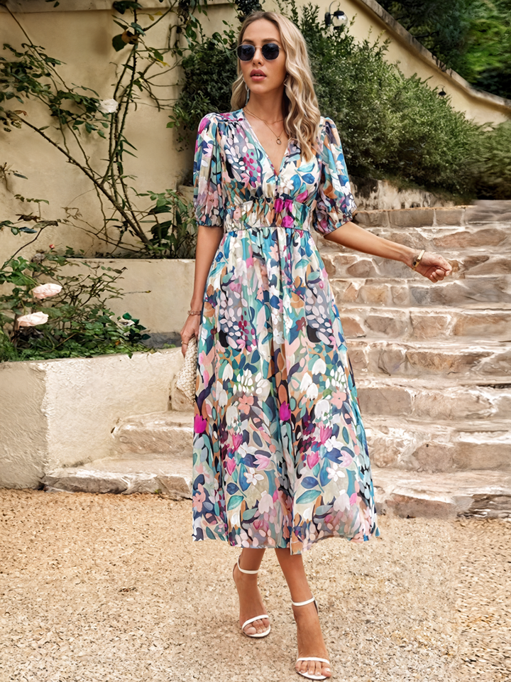Emma | Flattering Floral Midi Dress