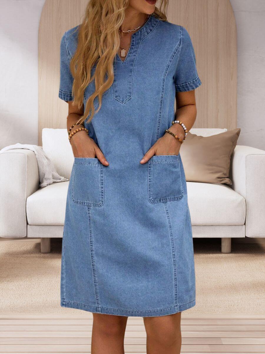 Jasmina | V-Neck Summer Denim Dress