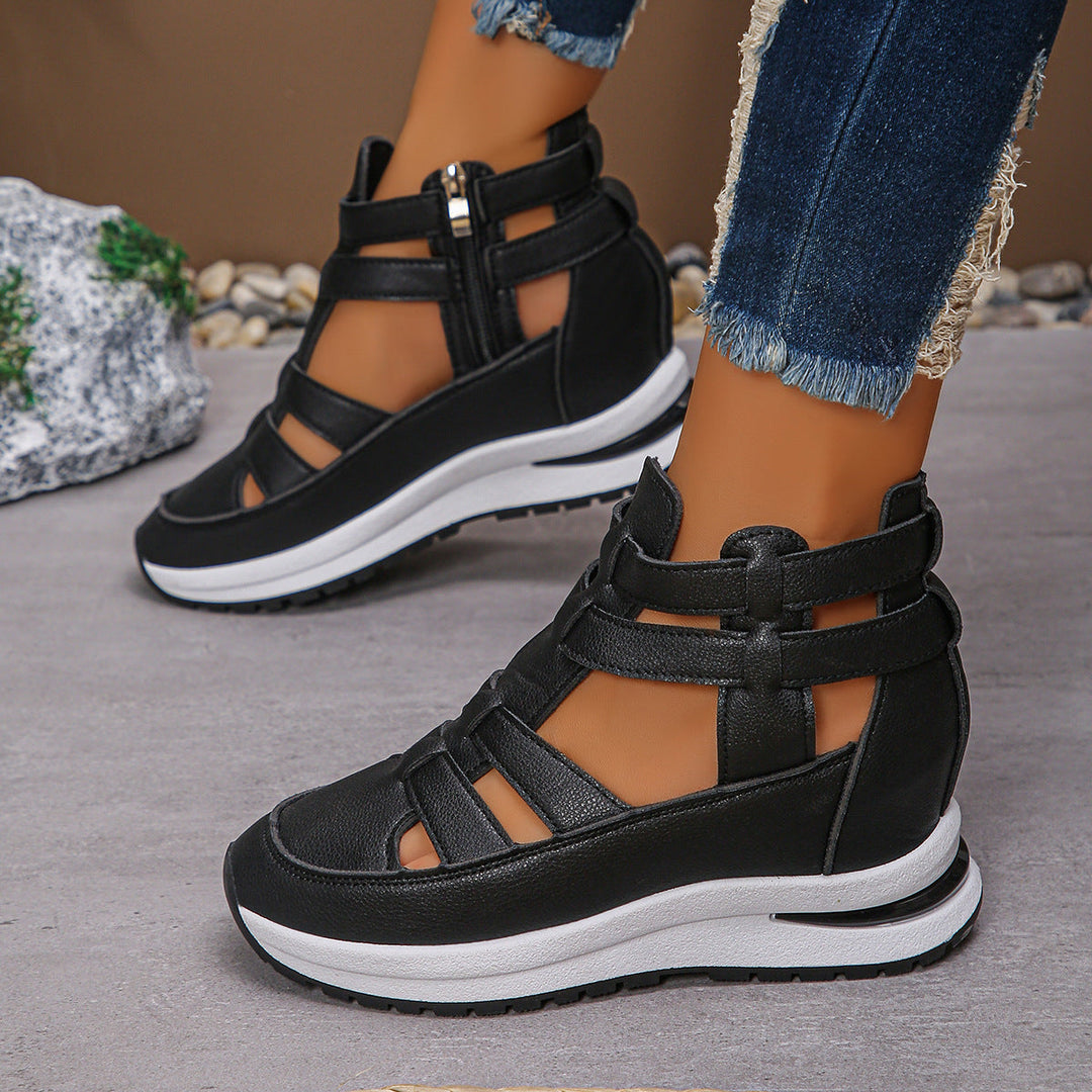 Stylish Lightweight Wedge Sandals with Convenient Side Zipper