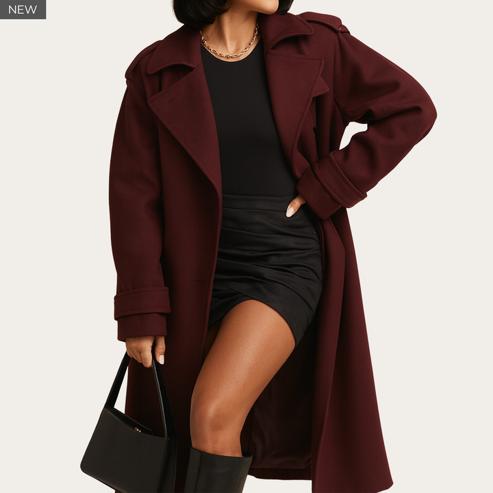 Élise Coat in Burgundy Bloom
