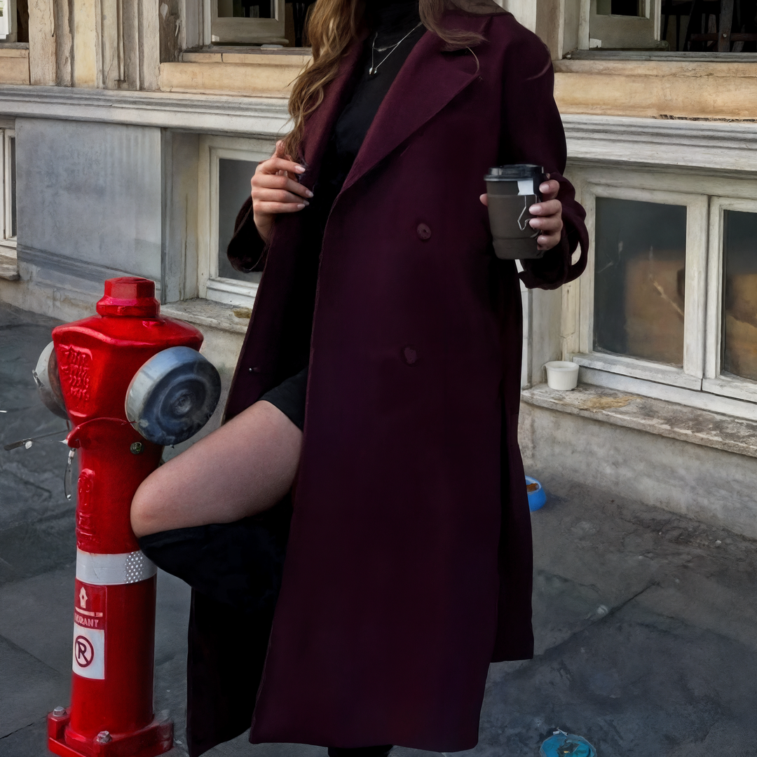 Élise Coat in Burgundy Bloom