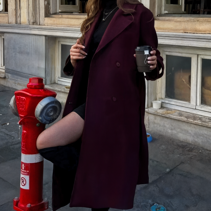 Élise Coat in Burgundy Bloom