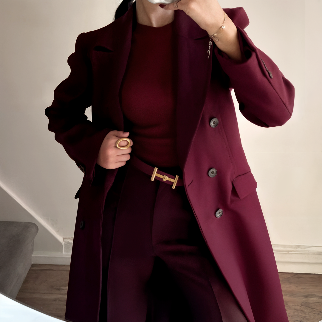 Élise Coat in Burgundy Bloom
