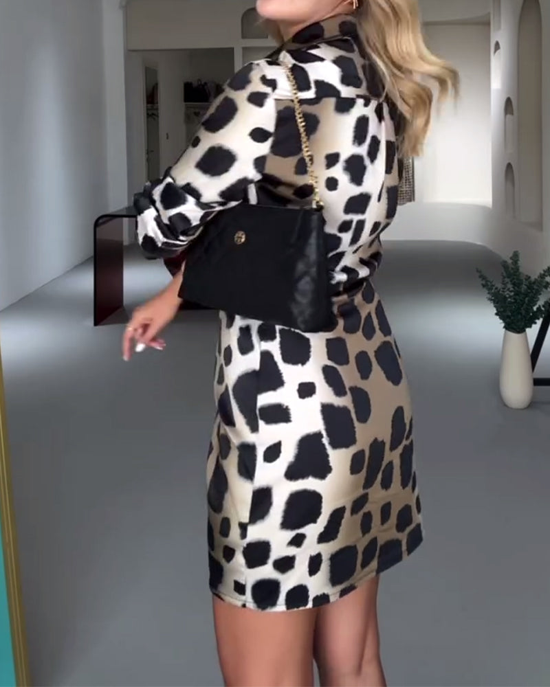 Leopard Print Slim-Fit Casual Dress