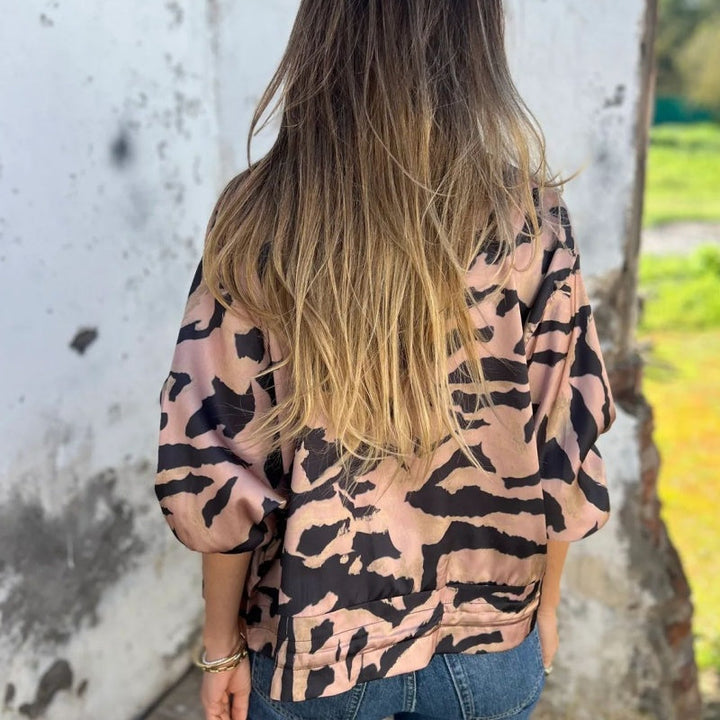 Zélie™ | Veste Printemps avec Zip à Motif Zebra