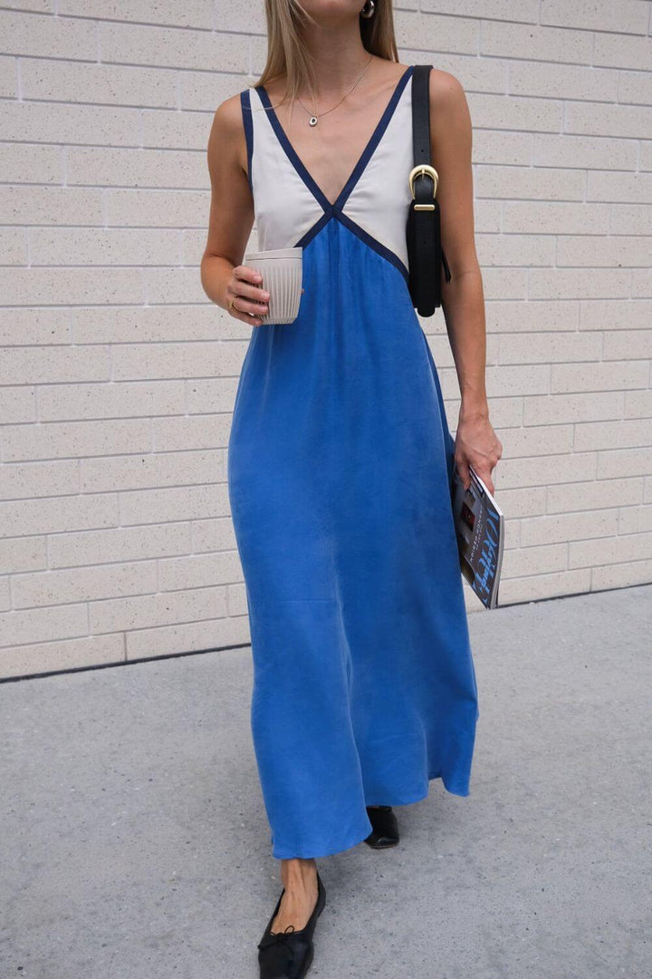 Agate | Midi Dress with V-Neck Suede Effect