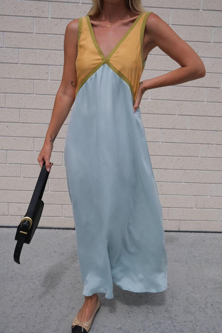 Agate | Midi Dress with V-Neck Suede Effect
