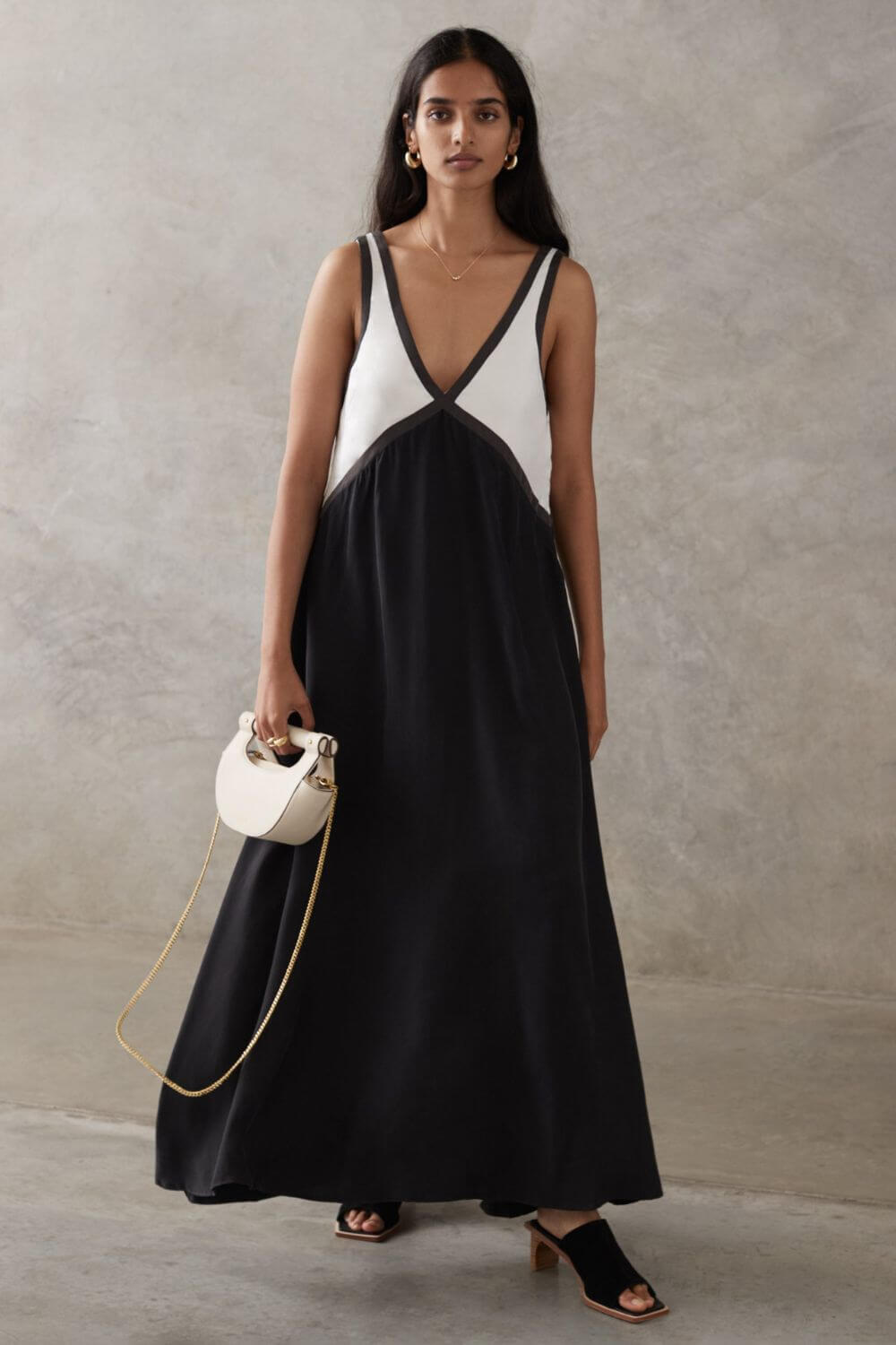 Agate | Midi Dress with V-Neck Suede Effect