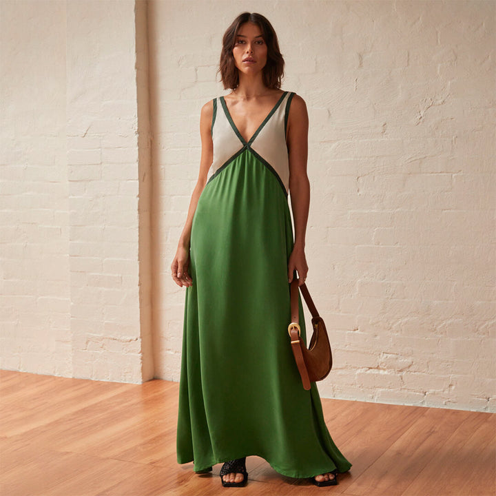 Agate | Midi Dress with V-Neck Suede Effect
